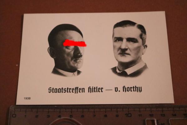 old sample postcard - state meeting Hitler - v. Horthy for orders